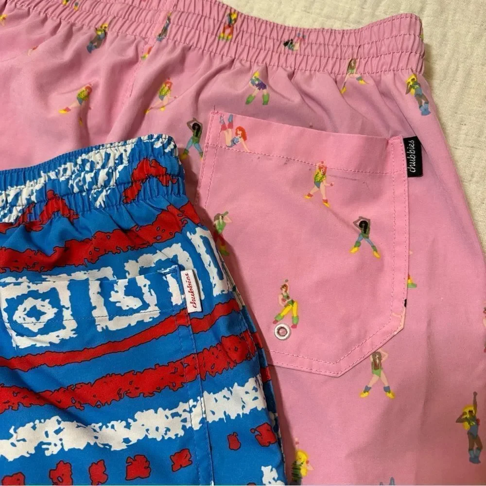 Lot Of 2 Chubbies Swim Trunks Men’s Size Medium Colorful *Liners Been Cut Out*